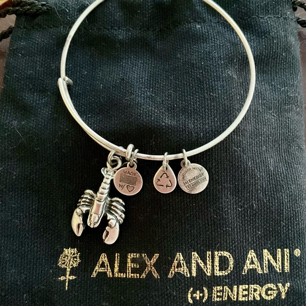 Alex and Ani Silver Bracelet with Lobster Charm
